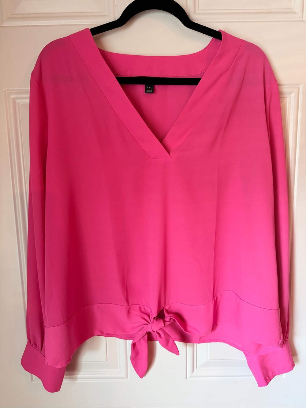 project RUNWAY Bright Pink V-Neck Tie-Front Blouse